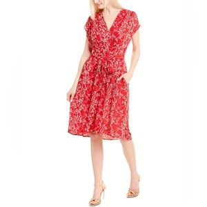 Y2K Vtg-y Red floral dress Max Studio Nwts V-Neck  Casual Party 50s Rockabilly